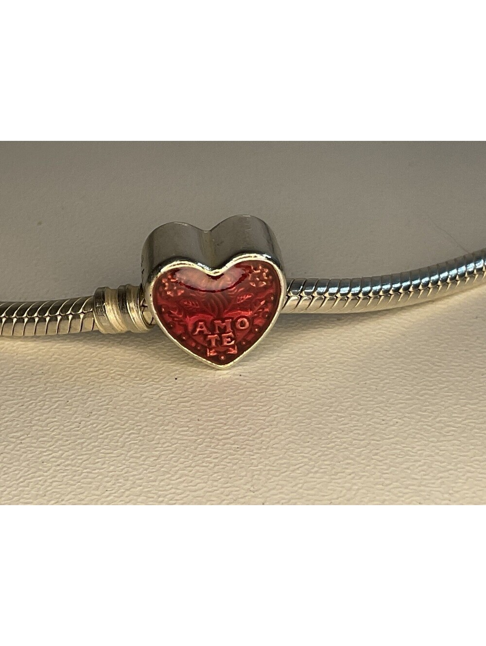 Pandora Amo Te Red Enamel Heart Charm Retired